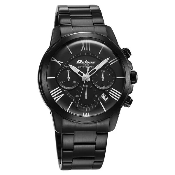 Titan Octane Classic Sporty Black Dial Chronograph Stainless Steel Strap Watch for Men