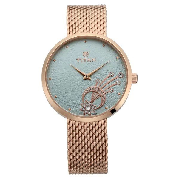 Titan Stellar Green Dial Analog Stainless Steel Strap watch for Women