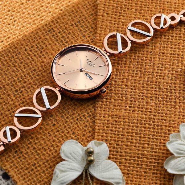 Titan Raga Viva Rose Gold Dial Women Watch With Metal Strap
