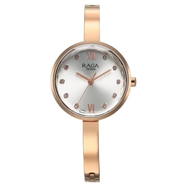 Titan Raga Showstopper Quartz Analog Silver Dial Metal Strap Watch for Women