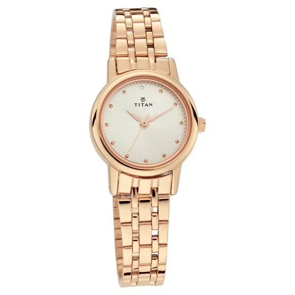 Titan Quartz Analog Silver Dial Stainless Steel Strap Watch for Women