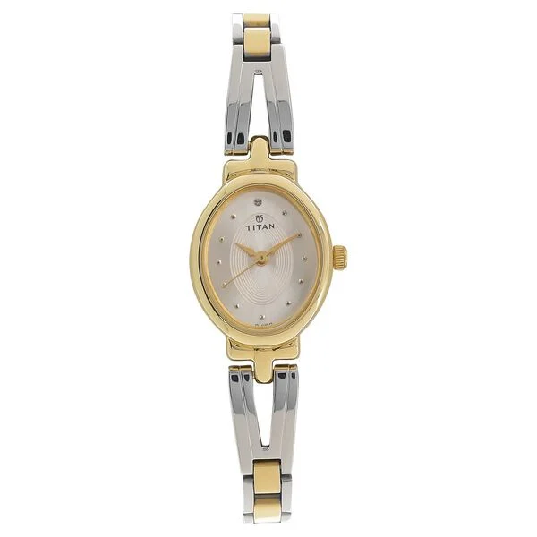 Titan Quartz Analog Silver Dial Stainless Steel Strap Watch for Women