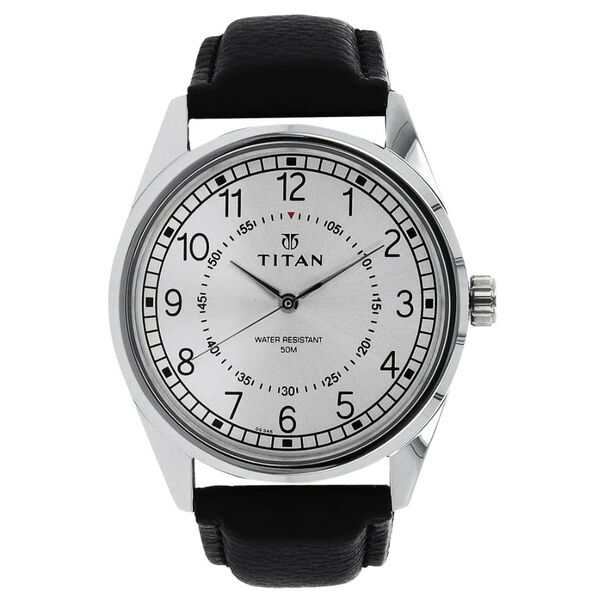 Titan Workwear Silver Dial Analog Leather Strap watch for Men