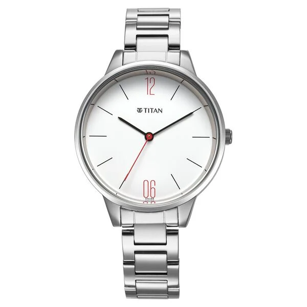 Titan Quartz Analog White Dial Watch for Women